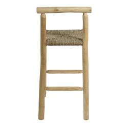 Tabouret haut en bois et en fibres naturelles avec un style méditerranéen - modèle 079 - naturel - MWlab