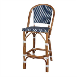 Tabouret haut en rotin avec un style bistrot - modèle 080 - bleu de marque MWlab, référence: J8882100