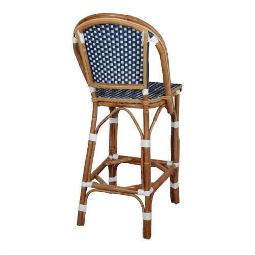 Tabouret haut en rotin avec un style bistrot - modèle 080 - bleu - MWlab