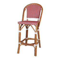 Tabouret haut en rotin avec un style bistrot - modèle 080 - rouge de marque MWlab, référence: J8882300