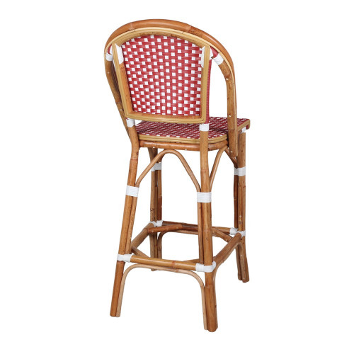 Tabouret haut en rotin avec un style bistrot - modèle 080 - rouge - MWlab