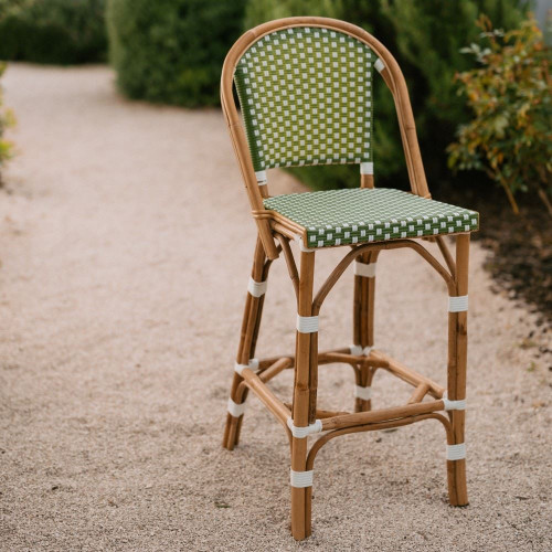 Tabouret haut en rotin avec un style bistrot - modèle 080 - vert - MWlab