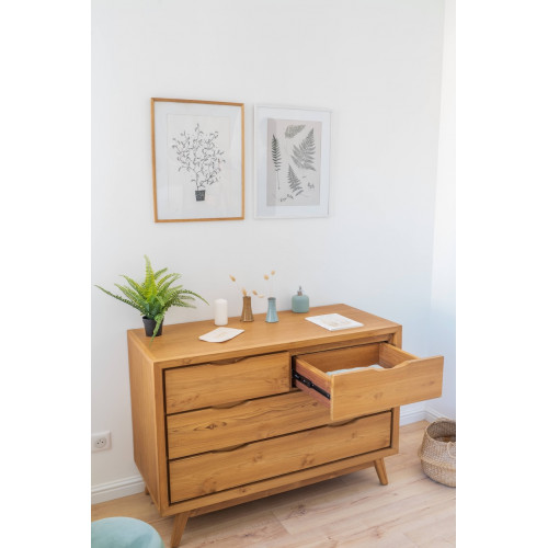 Commode en teck massif avec un style Fiftees - 4 tiroirs - Delorm