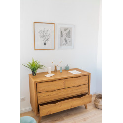 Commode en teck massif avec un style Fiftees - 4 tiroirs - Delorm