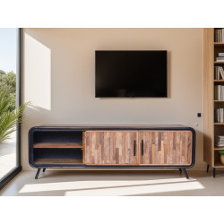 Meuble TV en teck recyclé avec un style Fusion - 170 cm - Delorm