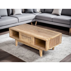 Table basse en teck massif avec un style Archi de marque Delorm, référence: J8892600