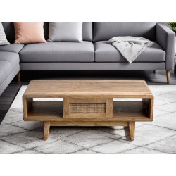 Table basse en teck massif avec un style Archi - Delorm