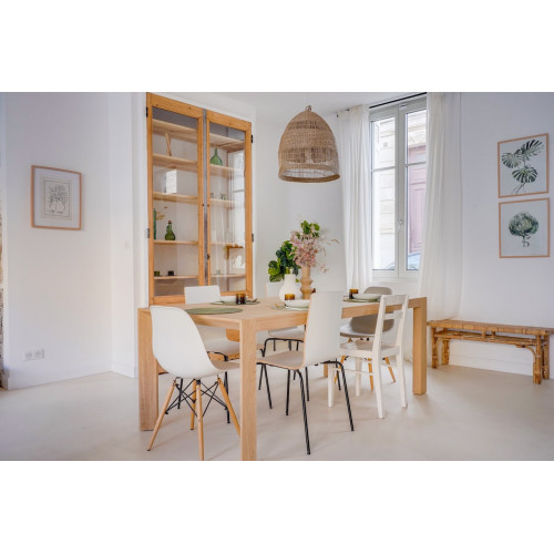 Table de salle à manger en chêne naturel brut - 8 personnes - Delorm