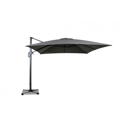 Parasol de jardin carré déporté et inclinable - 3 x 3 m - gris clair - Delorm