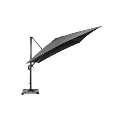 Parasol de jardin carré déporté et inclinable - 3 x 3 m - gris clair - Delorm