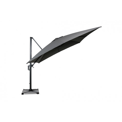 Parasol de jardin carré déporté et inclinable - 3 x 3 m - gris clair - Delorm