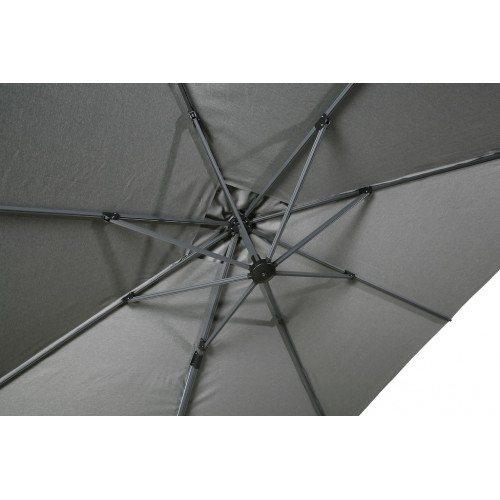 Parasol de jardin carré déporté et inclinable - 3 x 3 m - gris clair - Delorm