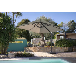 Parasol de jardin carré déporté et inclinable - 3 x 3 m - gris clair de marque Delorm, référence: J8896900