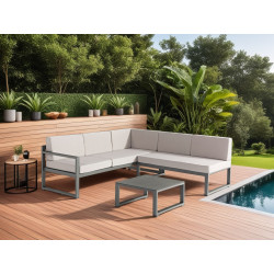 Salon de jardin d’angle design bas en aluminium - gris anthracite - 5 personnes de marque Delorm, référence: J8897900