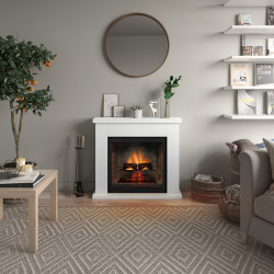 Cheminée électrique connectée 1400W - FRODE Powerflame 2 - effets flammes 3D et crépitement - Blanc - TAGU