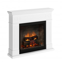 Cheminée électrique connectée 1400W - LARSEN Powerflame 2 - effets flammes 3D et crépitement - Blanc - TAGU