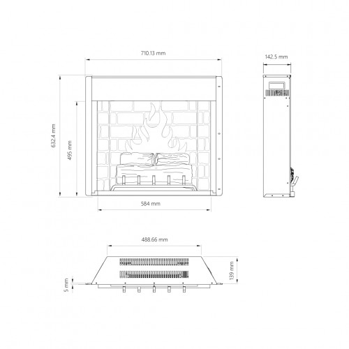 Cheminée électrique encastrable - PowerFlame 2 - connectée avec télécommande - 1400W - TAGU