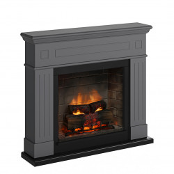 Cheminée électrique connectée 1400W - LARSEN Powerflame 2 - effets flammes 3D et crépitement - Gris - TAGU