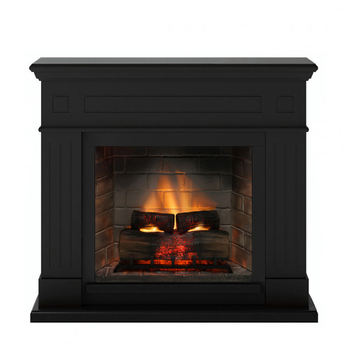 Cheminée électrique connectée 1400W - LARSEN Powerflame 2 - effets flammes 3D et crépitement - Noir - TAGU