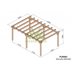 Pergola en bois autoportante - modèle MARSELLA - 600 x 400 cm - Maderland