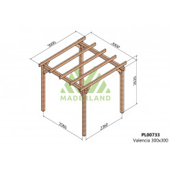 Pergola en bois autoportante - modèle VALENCIA - 300 x 300 cm - Maderland