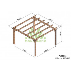 Pergola en bois autoportante - modèle VALENCIA - 400 x 400 cm - Maderland