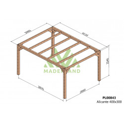 Pergola en bois autoportante - modèle ALICANTE - 400 x 300 cm - Maderland