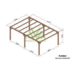 Pergola en bois autoportante - modèle ALICANTE - 600 x 400 cm - Maderland