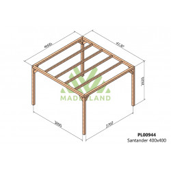 Pergola en bois autoportante - modèle SANTANDER - 400 x 400 cm - Maderland