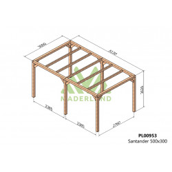 Pergola en bois autoportante - modèle SANTANDER - 500 x 300 cm - Maderland