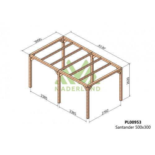 Pergola en bois autoportante - modèle SANTANDER - 500 x 300 cm - Maderland