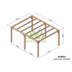 Pergola en bois autoportante - modèle SANTANDER - 500 x 400 cm - Maderland