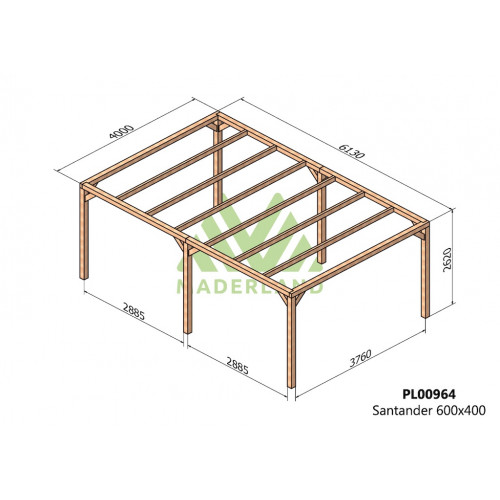 Pergola en bois autoportante - modèle SANTANDER - 600 x 400 cm - Maderland