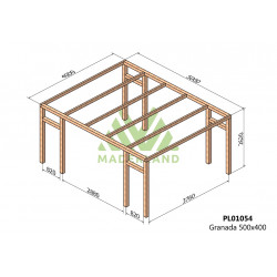 Pergola en bois autoportante - modèle GRANADA - 500 x 400 cm - Maderland