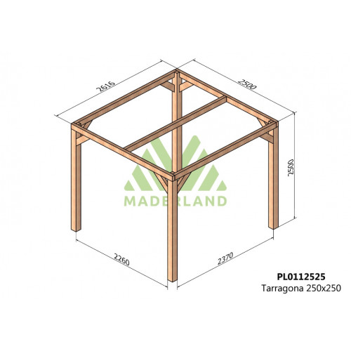 Pergola en bois autoportante - modèle TARRAGONA - 250 x 250 cm - Maderland