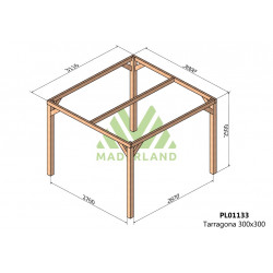 Pergola en bois autoportante - modèle TARRAGONA - 300 x 300 cm - Maderland