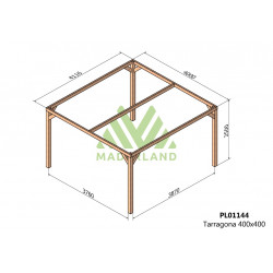 Pergola en bois autoportante - modèle TARRAGONA - 400 x 400 cm - Maderland