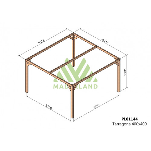 Pergola en bois autoportante - modèle TARRAGONA - 400 x 400 cm - Maderland