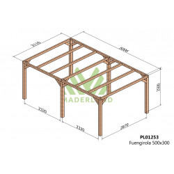 Pergola en bois autoportante - modèle FUENGIROLA - 500 x 300 cm - Maderland