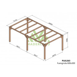 Pergola en bois autoportante - modèle FUENGIROLA - 600 x 300 cm - Maderland