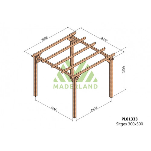 Pergola en bois autoportante - modèle SITGES - 300 x 300 cm - Maderland