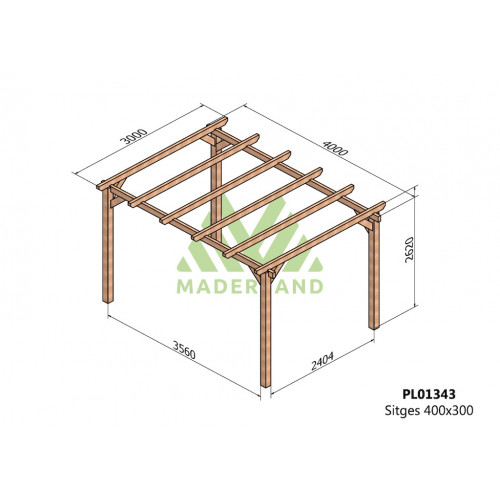 Pergola en bois autoportante - modèle SITGES - 400 x 300 cm - Maderland