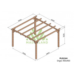 Pergola en bois autoportante - modèle SITGES - 400 x 400 cm - Maderland