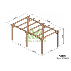 Pergola en bois autoportante - modèle SITGES - 500 x 300 cm - Maderland