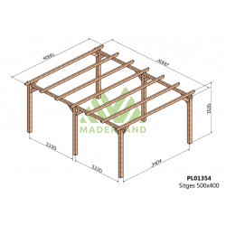 Pergola en bois autoportante - modèle SITGES - 500 x 400 cm - Maderland