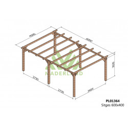 Pergola en bois autoportante - modèle SITGES - 600 x 400 cm - Maderland