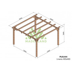 Pergola en bois autoportante - modèle LINARES - 400 x 400 cm - Maderland