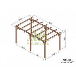 Pergola en bois autoportante - modèle LINARES - 500 x 300 cm - Maderland