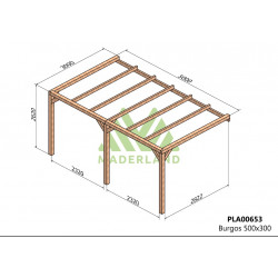 Pergola en bois adossée - modèle BURGOS - 500 x 300 cm - Maderland