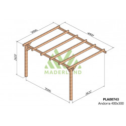 Pergola en bois adossée - modèle ANDORRA - 400 x 300 cm - Maderland